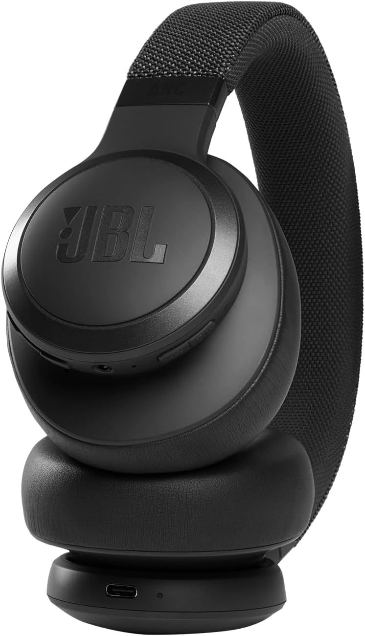 Side profile of JBL Live 660NC over-ear headphones showing ear cup and headband.