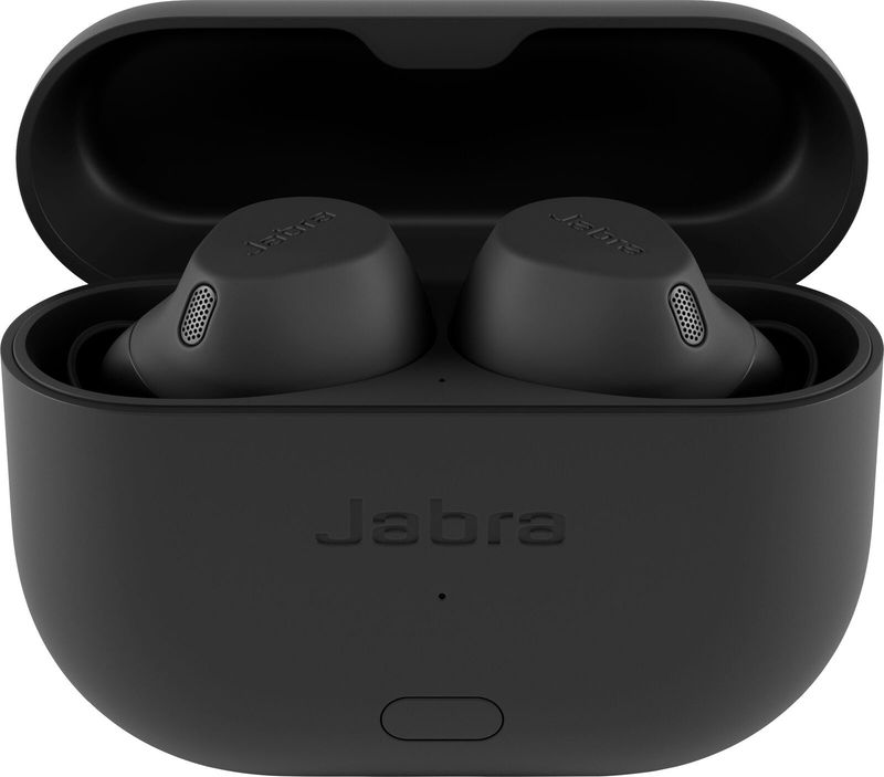 Jabra Elite 8 Active Gen 2 wireless black earbuds with smart charging case.