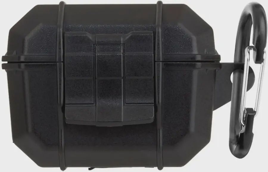 Pelican Marine Case for Apple AirPods Pro 1st and 2nd Generation in black, showcasing its rugged design and secure latch.