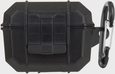 Pelican Marine Case for Apple AirPods Pro 1st and 2nd Generation in black, showcasing its rugged design and secure latch.