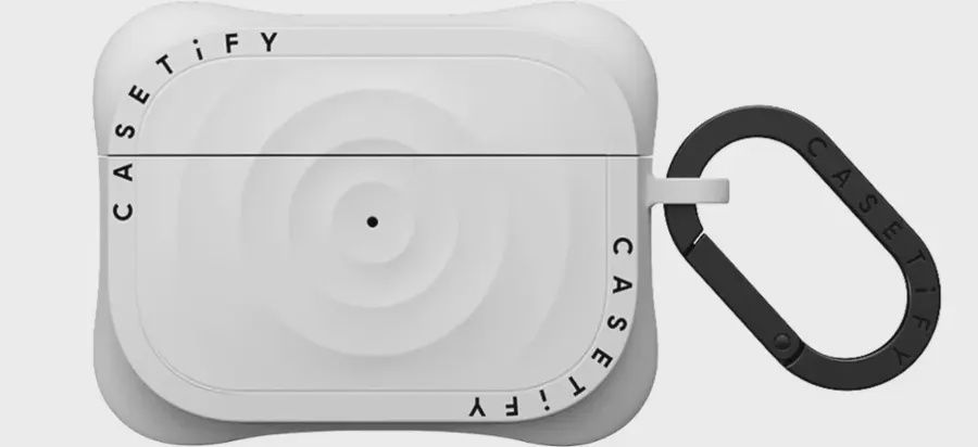 Back view of the CASETiFY Ripple Case for AirPods Pro, highlighting the raised ripple texture and charging port opening