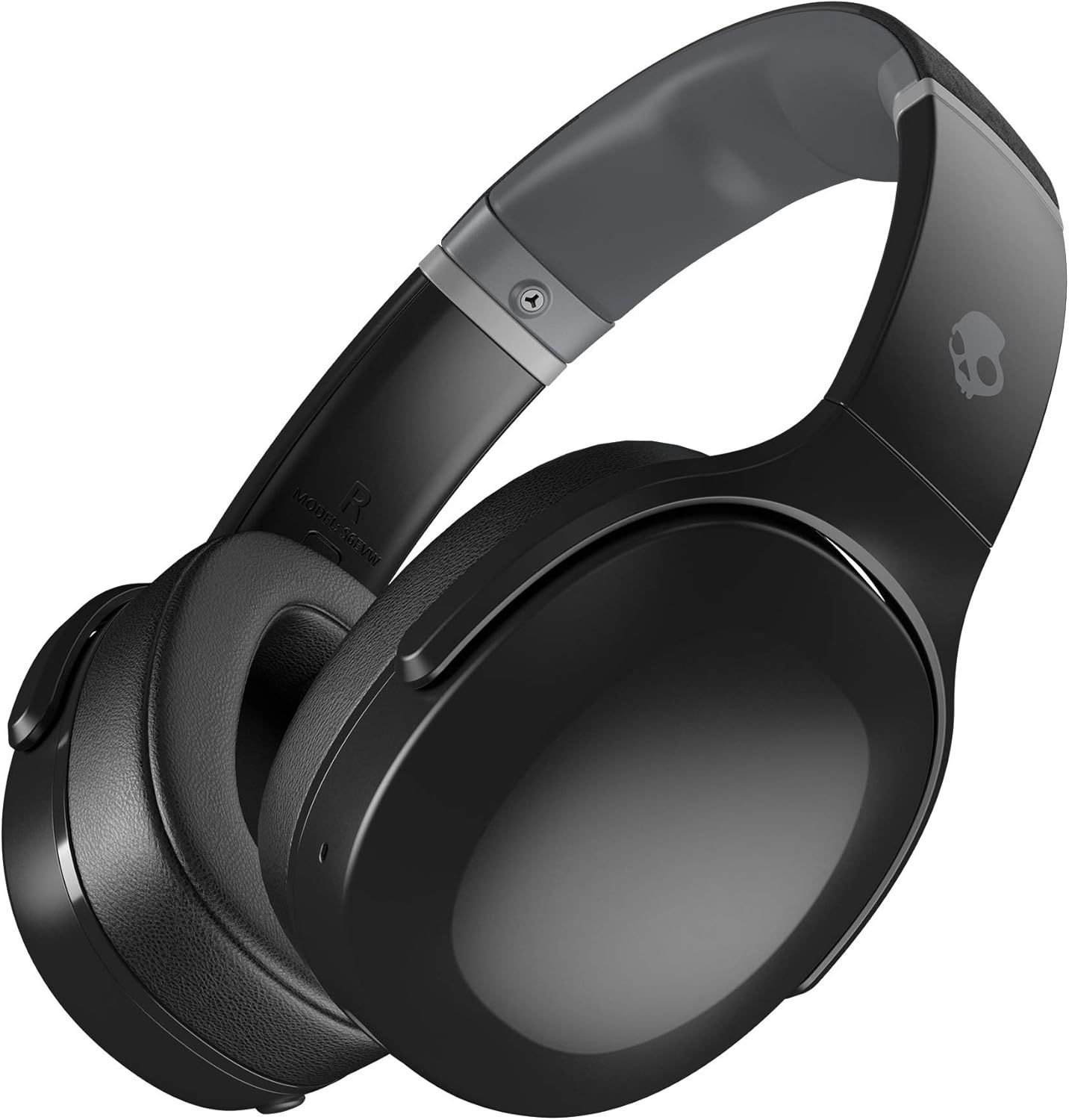 Skullcandy Crusher Evo wireless over-ear headphones in True Black, showing plush earcups and adjustable headband.