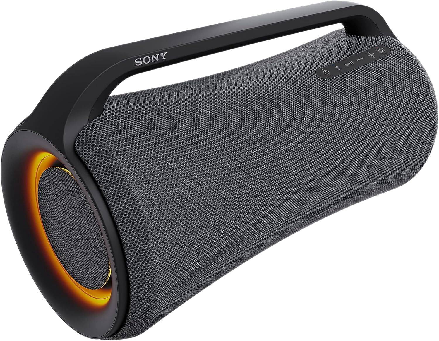 Side view of the Sony SRS-XG500 Bluetooth boombox with textured surface and handle.