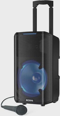 ION Audio Trouper 300 Portable Speaker in black with multi-colored LED lights.