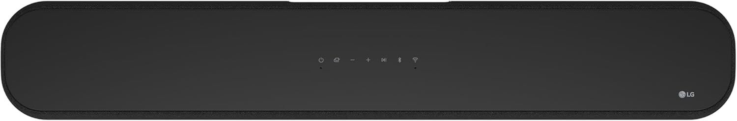 Top view of LG Eclair 3.0 Channel Soundbar showing fabric finish and control panel layout.