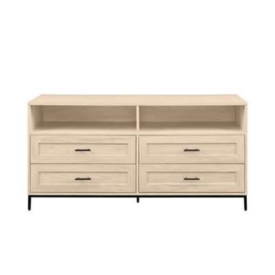 Front view of the Walker Edison Contemporary 4-Drawer TV Stand showcasing four spacious drawers.