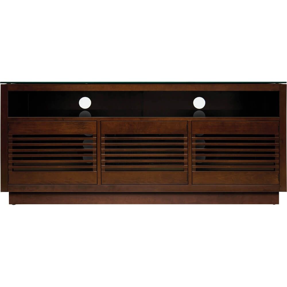 Bell&#39;O Chocolate A/V Wood TV Cabinet featuring a sleek design with tempered glass doors and a rich chocolate finish