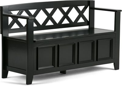 SIMPLIHOME Amherst 48&quot; entryway storage bench in black.