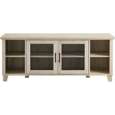 Front view of the Walker Edison Rustic Farmhouse Columbus TV Stand.