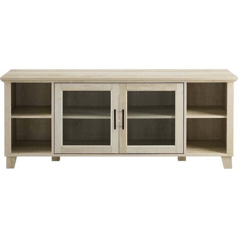 Front view of the Walker Edison Rustic Farmhouse Columbus TV Stand.