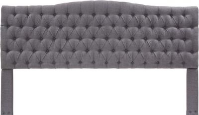 Elle Decor Celeste tufted upholstered padded headboard in light gray with deep button-tufting