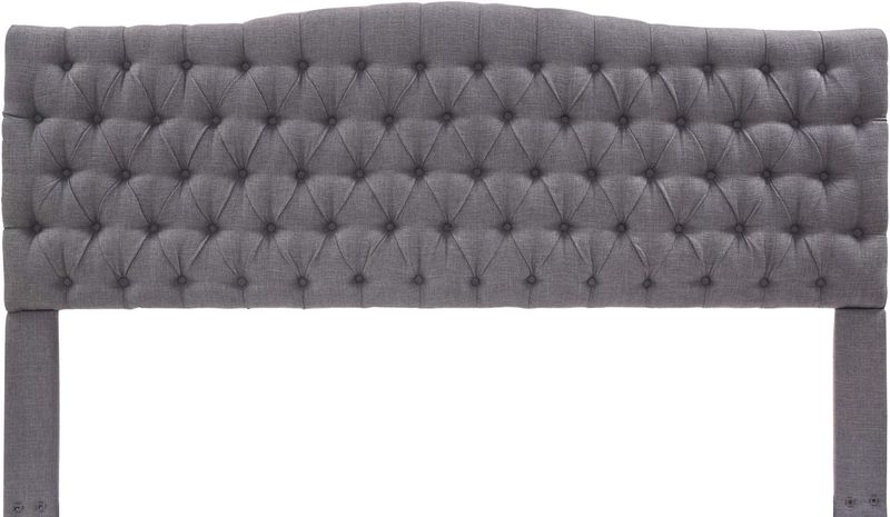 Elle Decor Celeste tufted upholstered padded headboard in light gray with deep button-tufting
