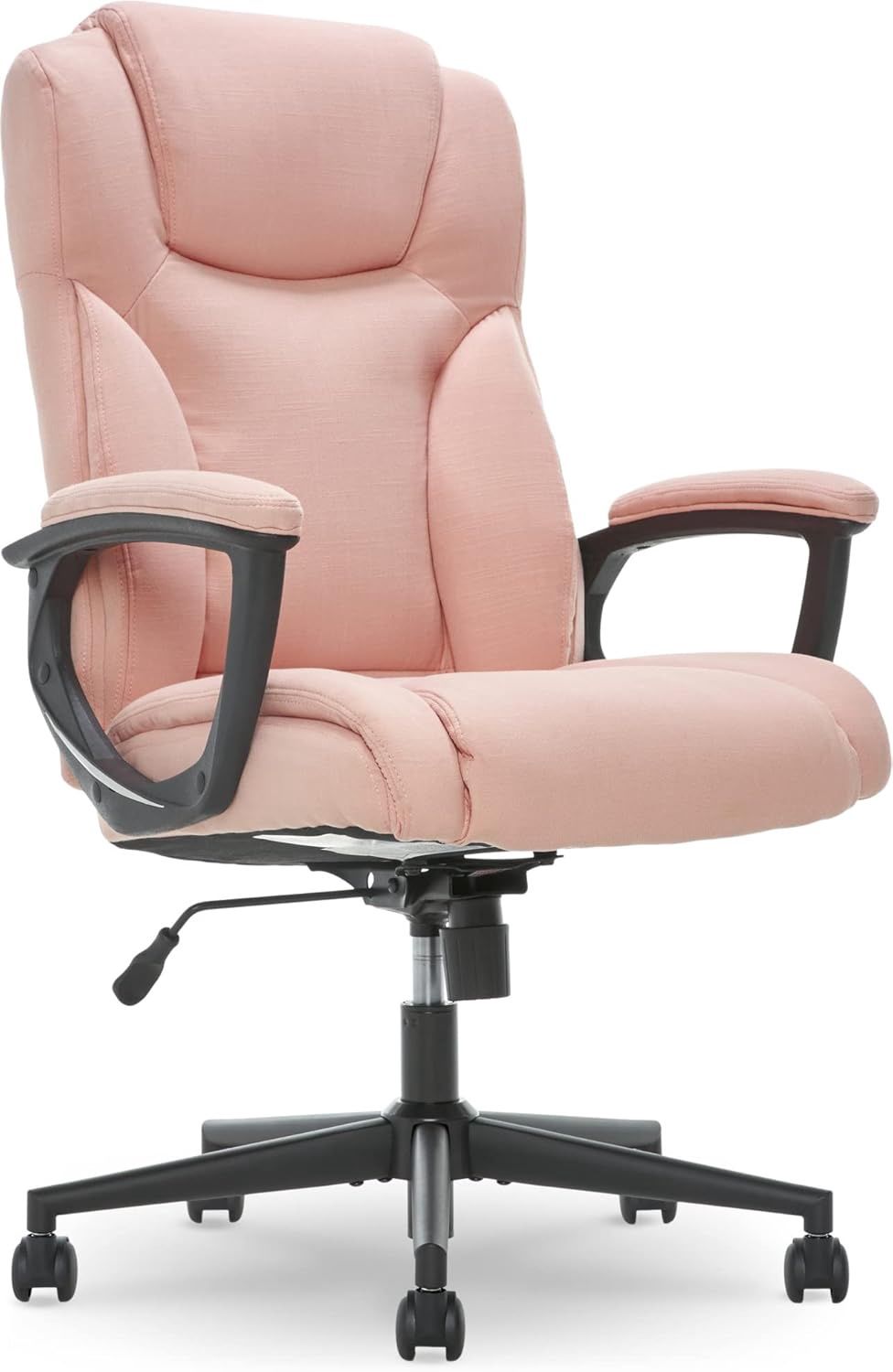 Side profile of the Serta Connor Chair highlighting adjustable armrests and contoured seat.