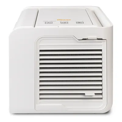 Front view of the Crane Desktop Evaporative Air Cooler &amp; Humidifier showing air vents and control panel