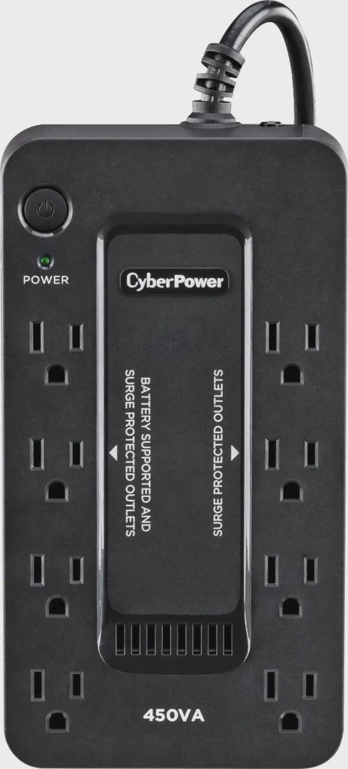 Front view of the CyberPower - 450VA Battery Back-Up System.