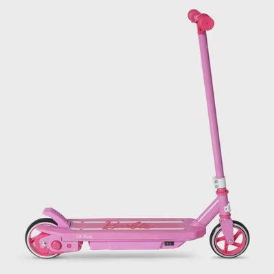 Side view of the Hyper BARBIE 12V Jammer kids electric scooter in pink.