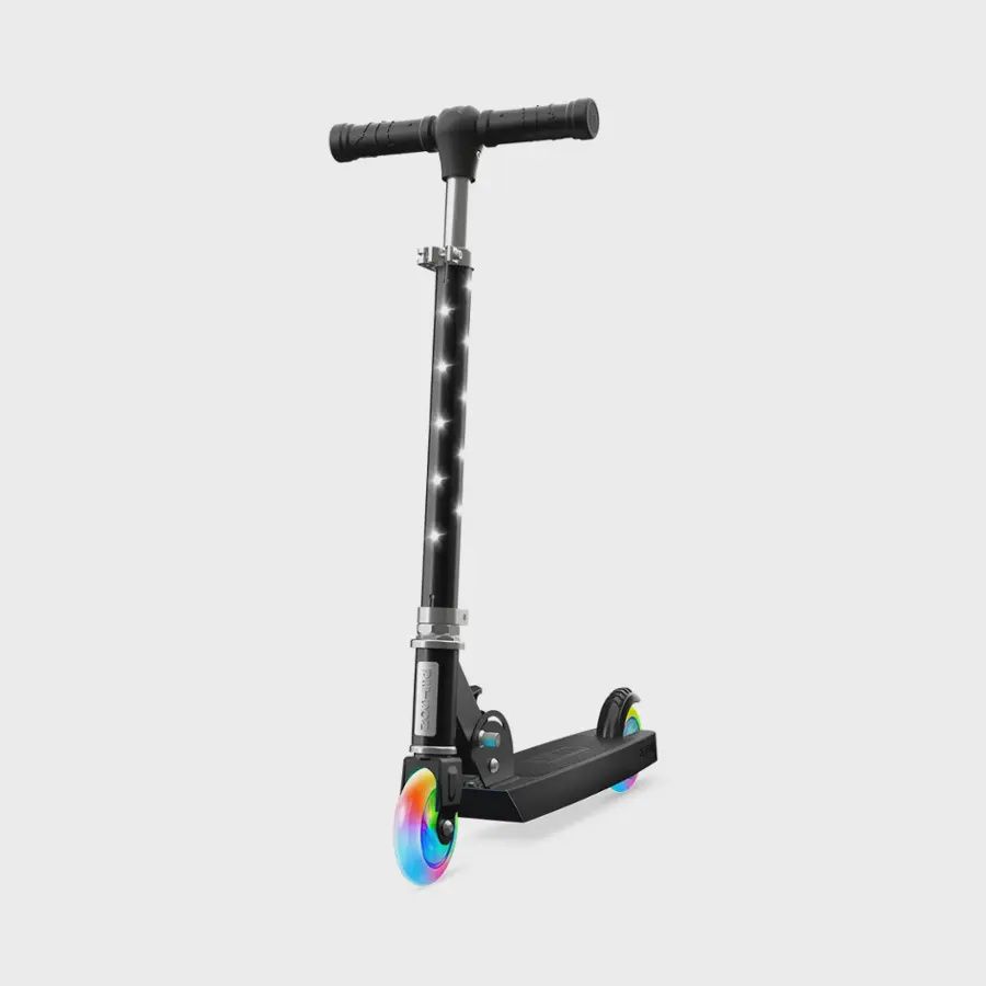 Jetson Moonbeam kids kick scooter in black with light-up wheels.