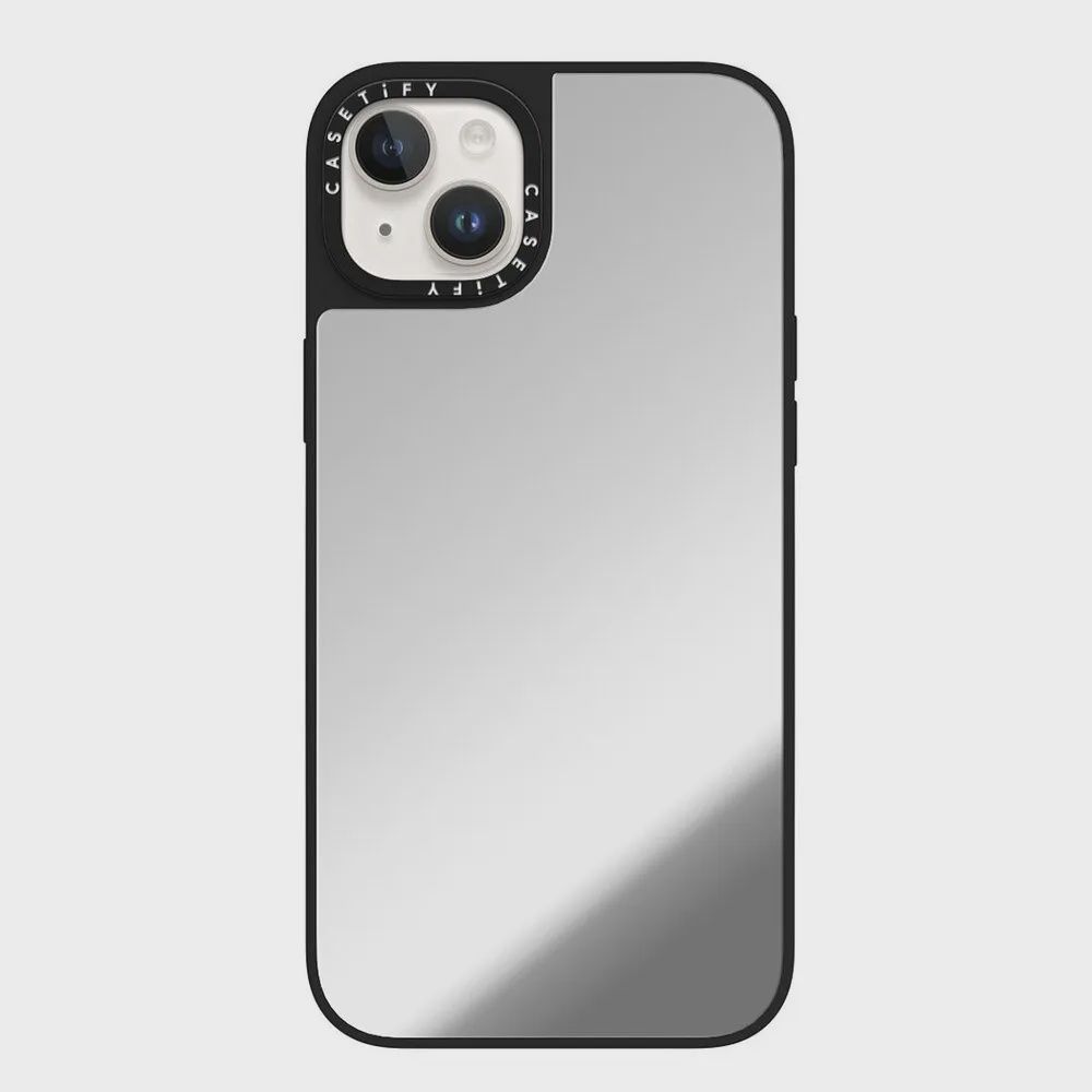 CASETiFY - Mirror Case with MagSafe for Apple iPhone 15 Plus - Silver with Black Bumper