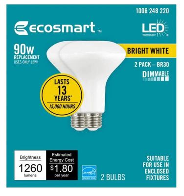 EcoSmart 90-Watt Equivalent BR30 Dimmable Energy Star LED Flood Light Bulb
