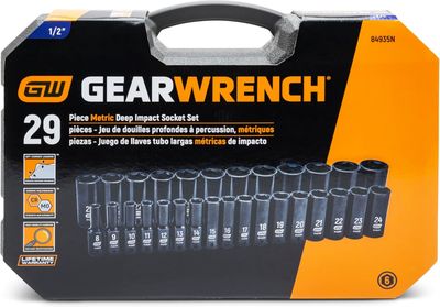 GEARWRENCH 29 Pc. 1/2&quot; Drive 6 Pt. Impact Socket Set - front view.