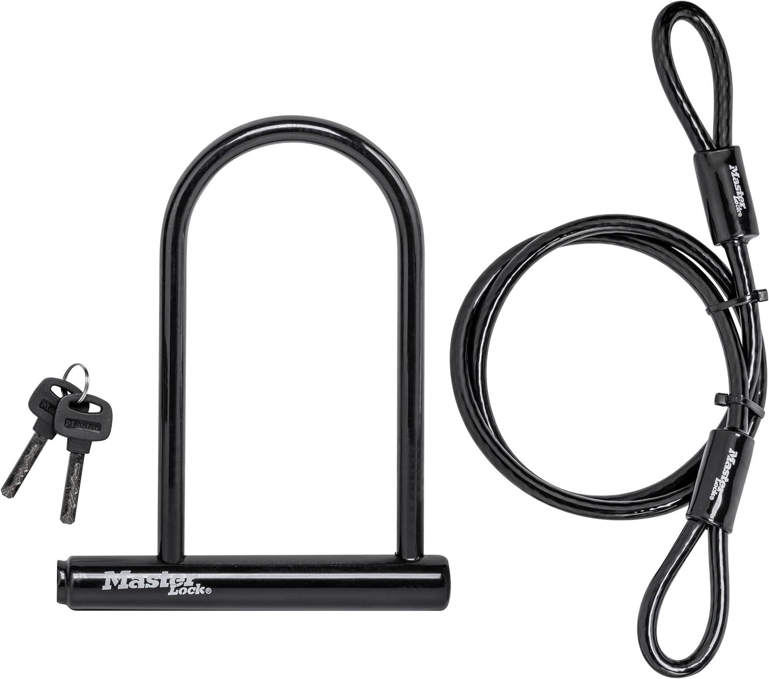 Master Lock 7.25-inch U-lock with looped end cable for bike security