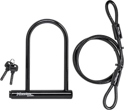 Master Lock 7.25-inch U-lock with looped end cable for bike security
