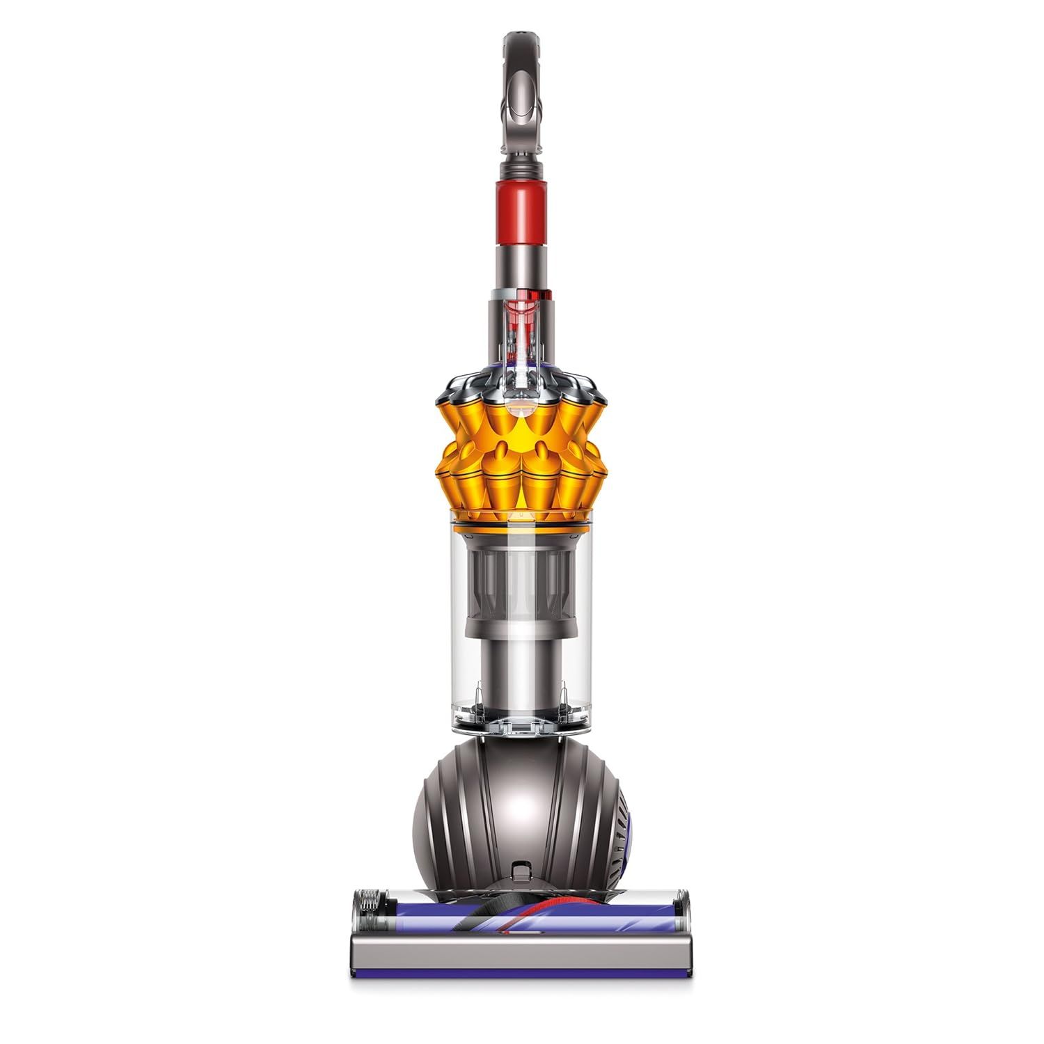 Front-facing view of Dyson Small Ball Upright Vacuum, showcasing the brush head and suction inlet.