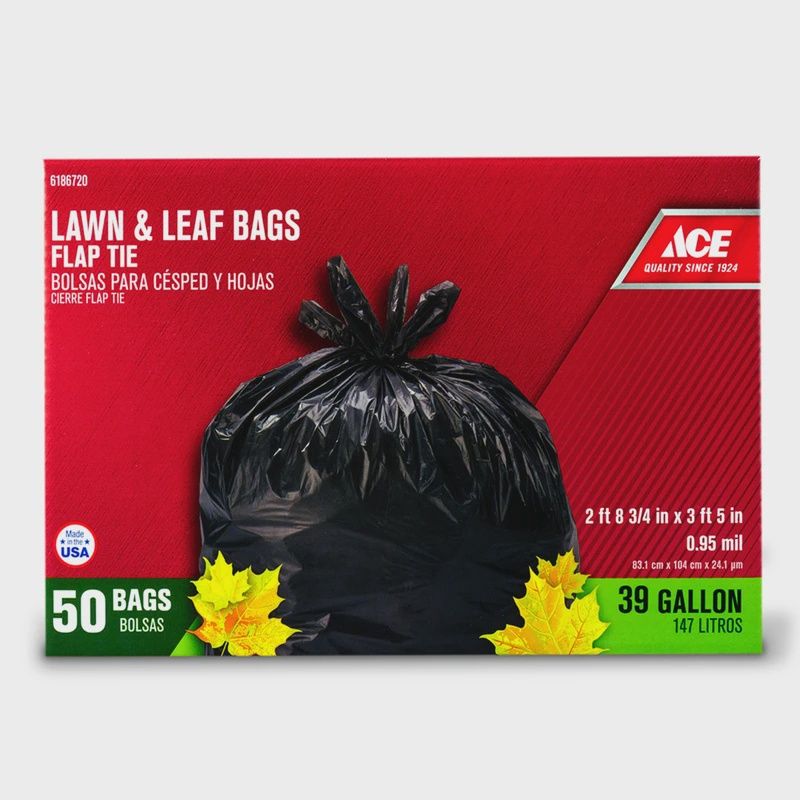 Ace 39 gal Lawn &amp; Leaf Bags Flap Tie 50 pk