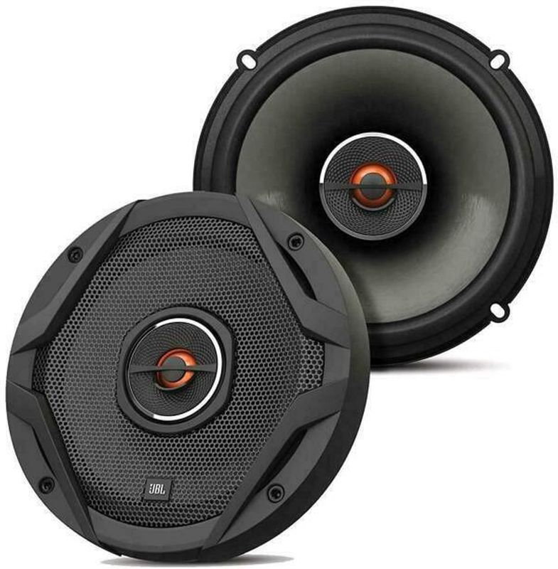 Front view of JBL GX628 GX Series 6.5-inch 2-way coaxial car speakers.
