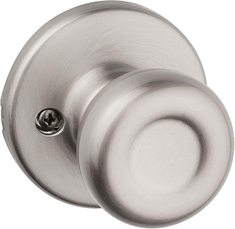 Front view of Kwikset 94880-571 Tylo Half-Dummy Knob in satin nickel finish.