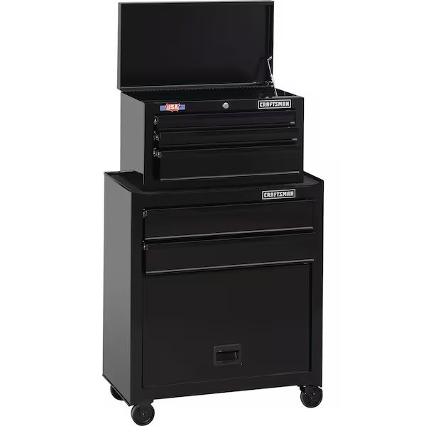 Craftsman 1000 Series Tool Chest and Rolling Cabinet, front view with drawers closed.