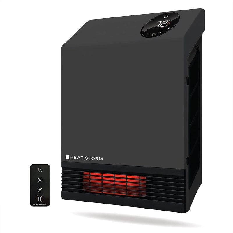 Front view of Heat Storm 1000 Watt Infrared Portable Heater showing digital display and vent design.