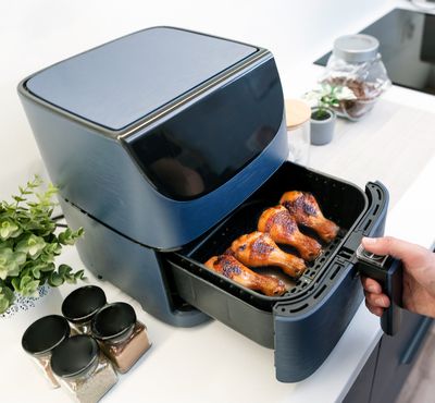 Air fryers and countertop ovens at Budget Buys Dunedin, Florida.