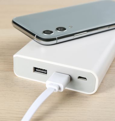 Phone chargers and charging cables at Budget Buys Dunedin, Florida.