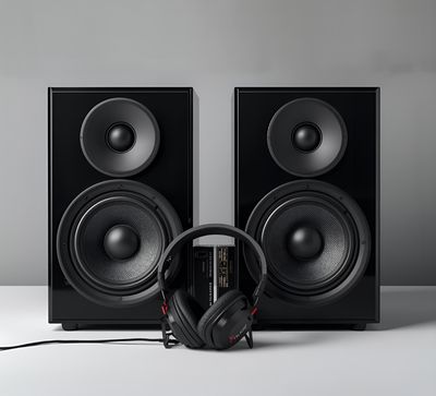 Audio and entertainment products including headphones and wireless speakers at Budget Buys Dunedin, Florida.