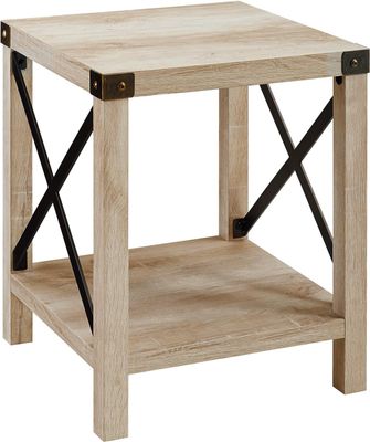 Walker Edison Sedalia Modern Farmhouse Metal X Side Table, 18 Inch, White Oak