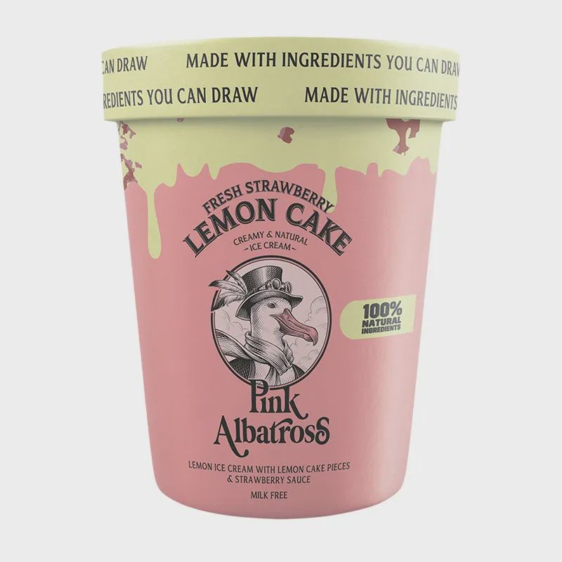 Pink Albatross-Fresh Strawberry&amp;Lemon Cake ice cream 480ml