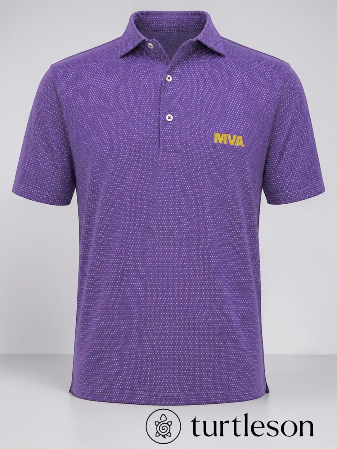 Turtleson Purple &amp; Gold Dot Polo, Size: Small