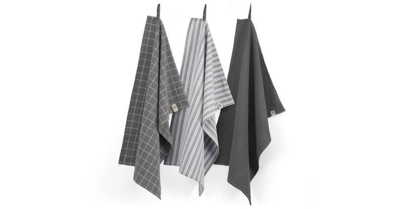 WALRA KITCHEN TOWEL SET 3 DRY WIT CUBES UNI STRIPES &amp; BLOCKS