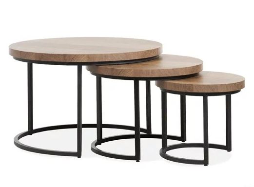 MAXFURN HUGO SALONTAFEL 3-DELIG KLEUR MANGO POTEN ZWART