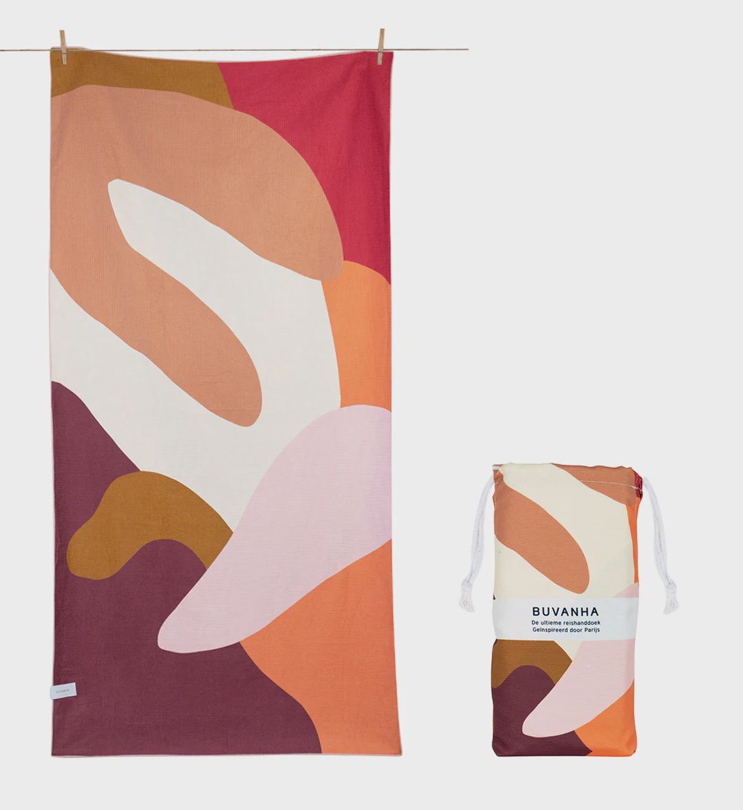 BUVANHA TRAVEL TOWEL PARIS 01 BEIGE LARGE 200X90CM
