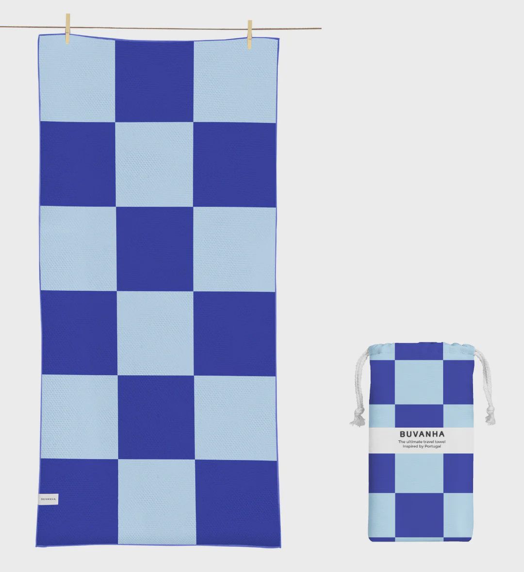 BUVANHA TRAVEL TOWEL PORTUGAL 02 BLAUW LARGE 200X90CM