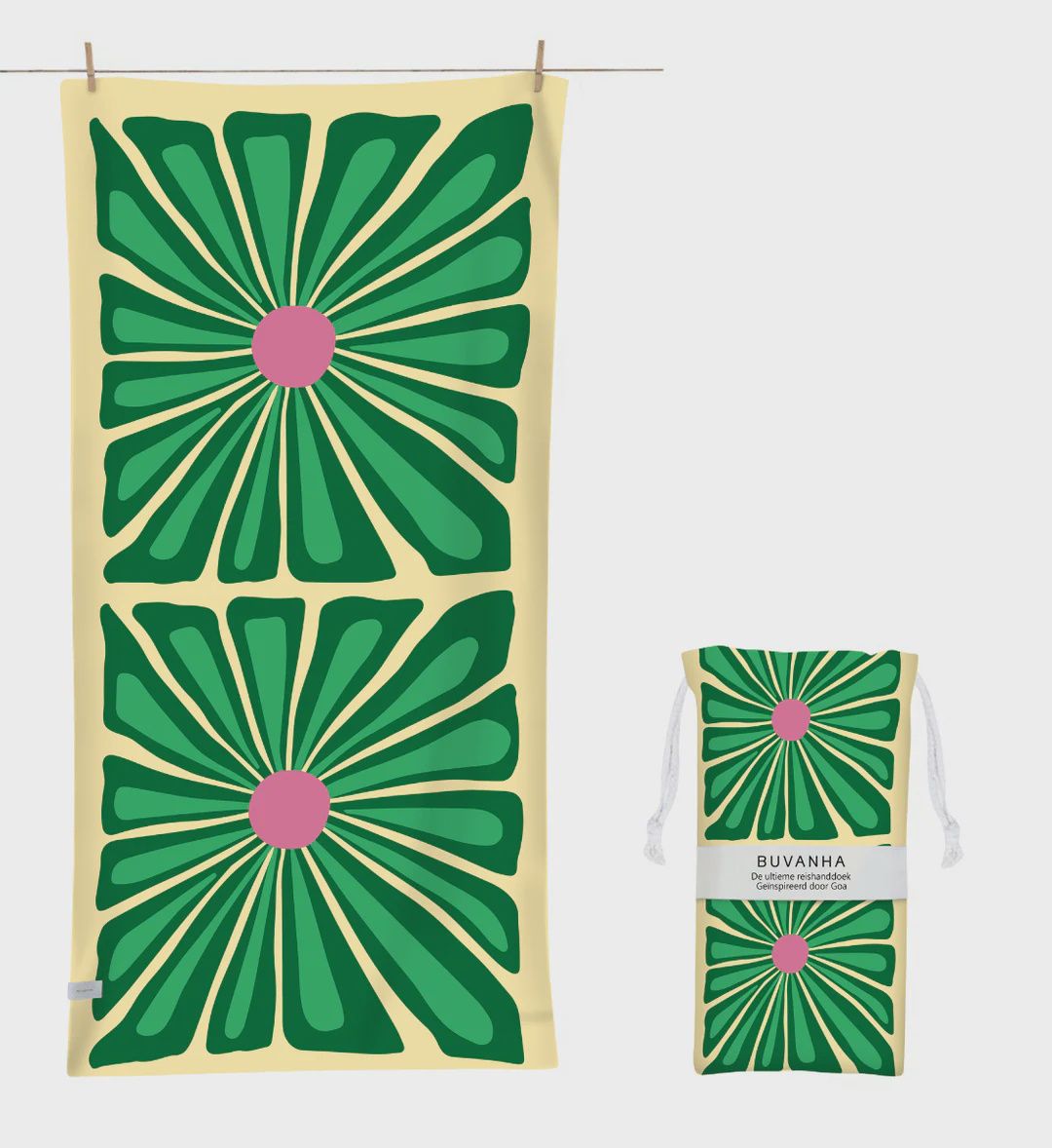BUVANHA TRAVEL TOWEL GOA 02 GREEN MEDIUM