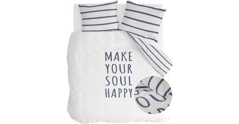 WALRA DUVET COVER HAPPY WAKE UP WHITE / BLUE