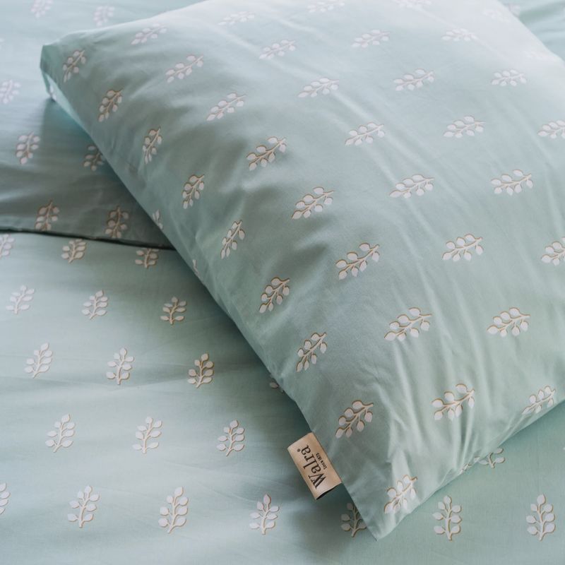 WALRA DUVET COVER REMADE LUCKY LEAVES SEA BLUE