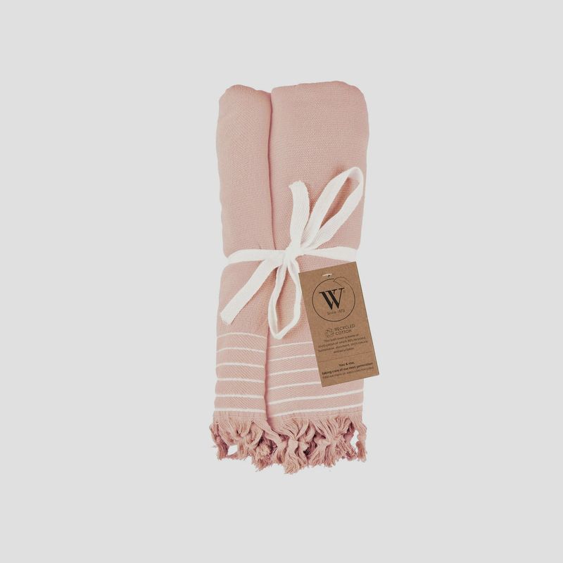 WALRA HAMMAM TOWEL REMADE COTTON POWDER PINK 90x180cm