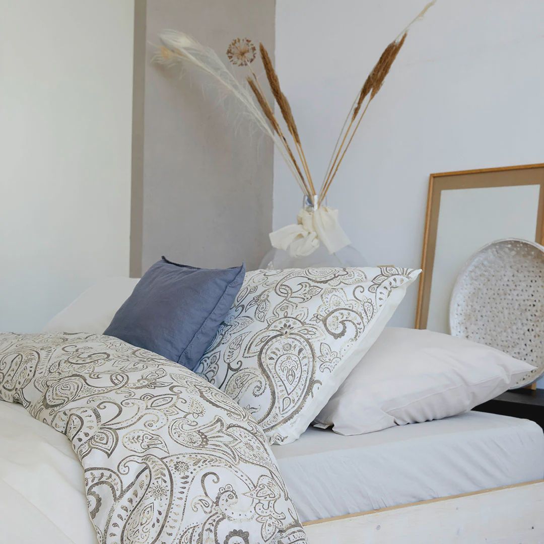 WALRA DUVET COVER PERFECT PAISLEY, Color: Off White, Size: Lits-Jumeaux 240x220 + 20 cm