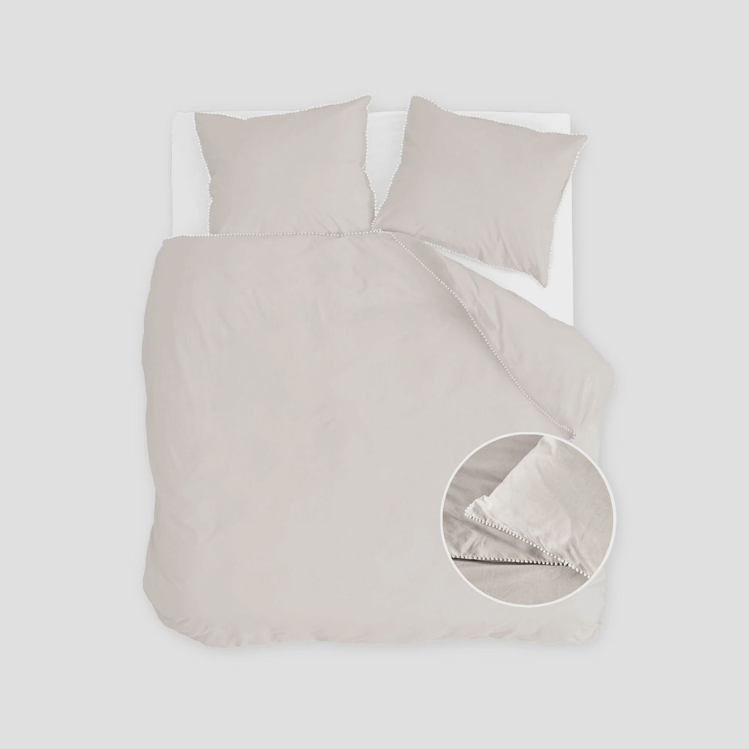 WALRA DUVET COVER  PRETTY POM, Color: Naturel, Size: Lits-Jumeaux 240x220 + 20 cm