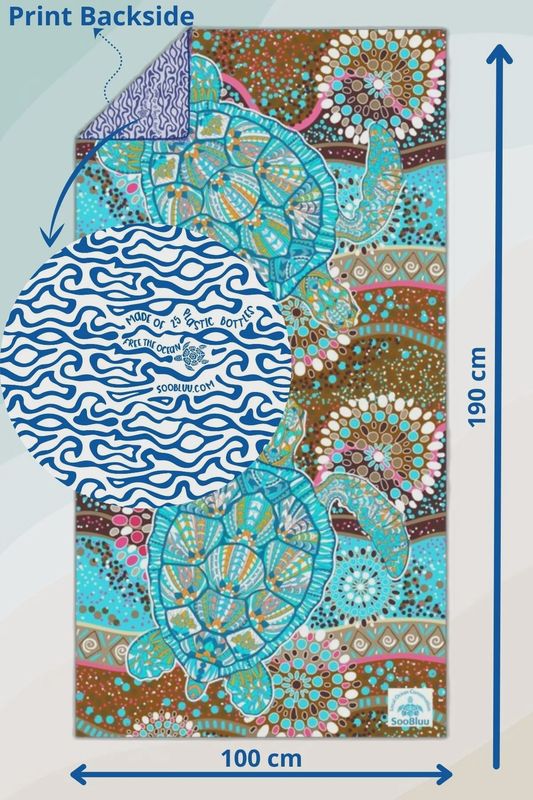 SOOBLUU TRAVEL TOWEL XL TURTLE 100X190CM