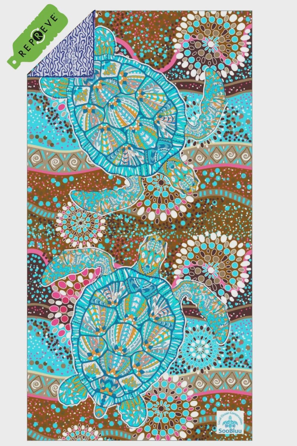 SOOBLUU TRAVEL TOWEL XL TURTLE 100X190CM